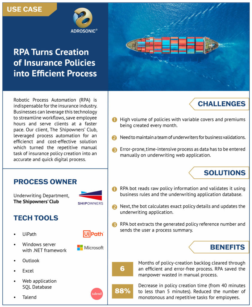 ADROSONIC RPA Use Case Insurance Policy Creation